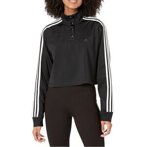 Adidas Black and White Cropped 1/4 Snap Pullover Tricot Jacket NWT Size Large